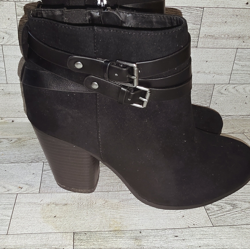 Torrid Black Ankle Booties with Silver Buckle Details